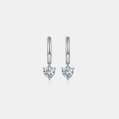 1 Carat Moissanite 925 Sterling Silver Heart Earrings - Stormyjay