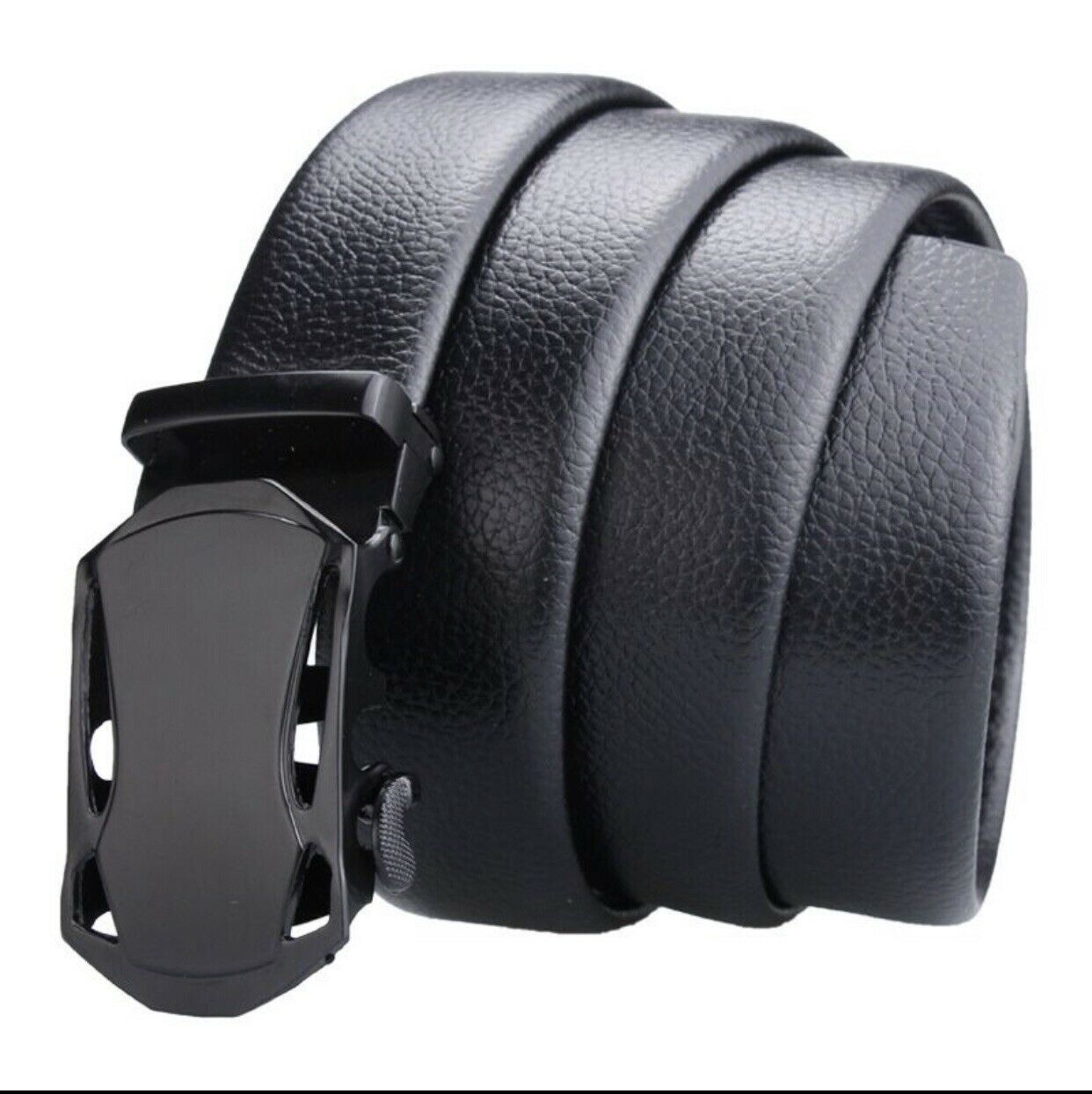 Microfiber Leather Ratchet Belt Adjustable Automatic Buckle Black Belts For Men - Stormyjay