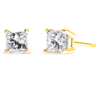 10K Yellow Gold 3/4 Cttw Princess-Cut Square Near Colorless Diamond Classic 4-Prong Solitaire Stud Earrings (J-K Color, I2-I3 Clarity) - Stormyjay