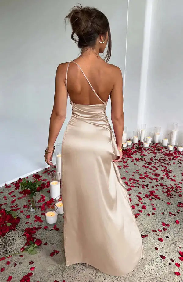 Satin One-Shoulder Sexy Prom Dresses - Stormyjay