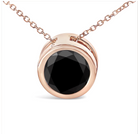 14K Rose Gold 7.0 Cttw Bezel-Set Black Round Diamond Solitaire Pendant Necklace (Black Color, I2-I3 Clarity) - 18" - Stormyjay