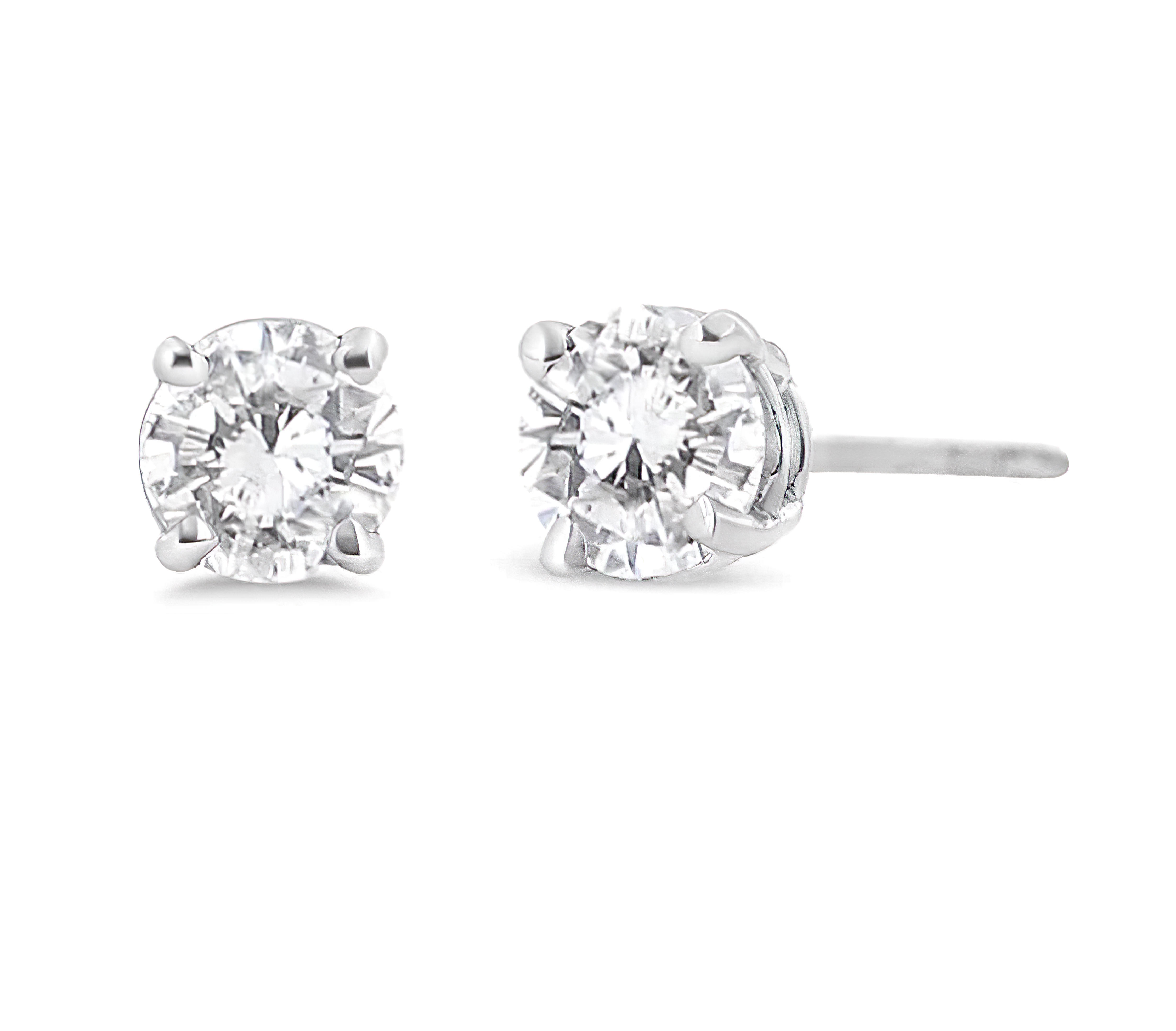 14K White Gold 3/4 Cttw Lab Grown Diamond 4-Prong Classic Stud Earrings (F-G Color, VS2-SI1 Clarity) - Stormyjay