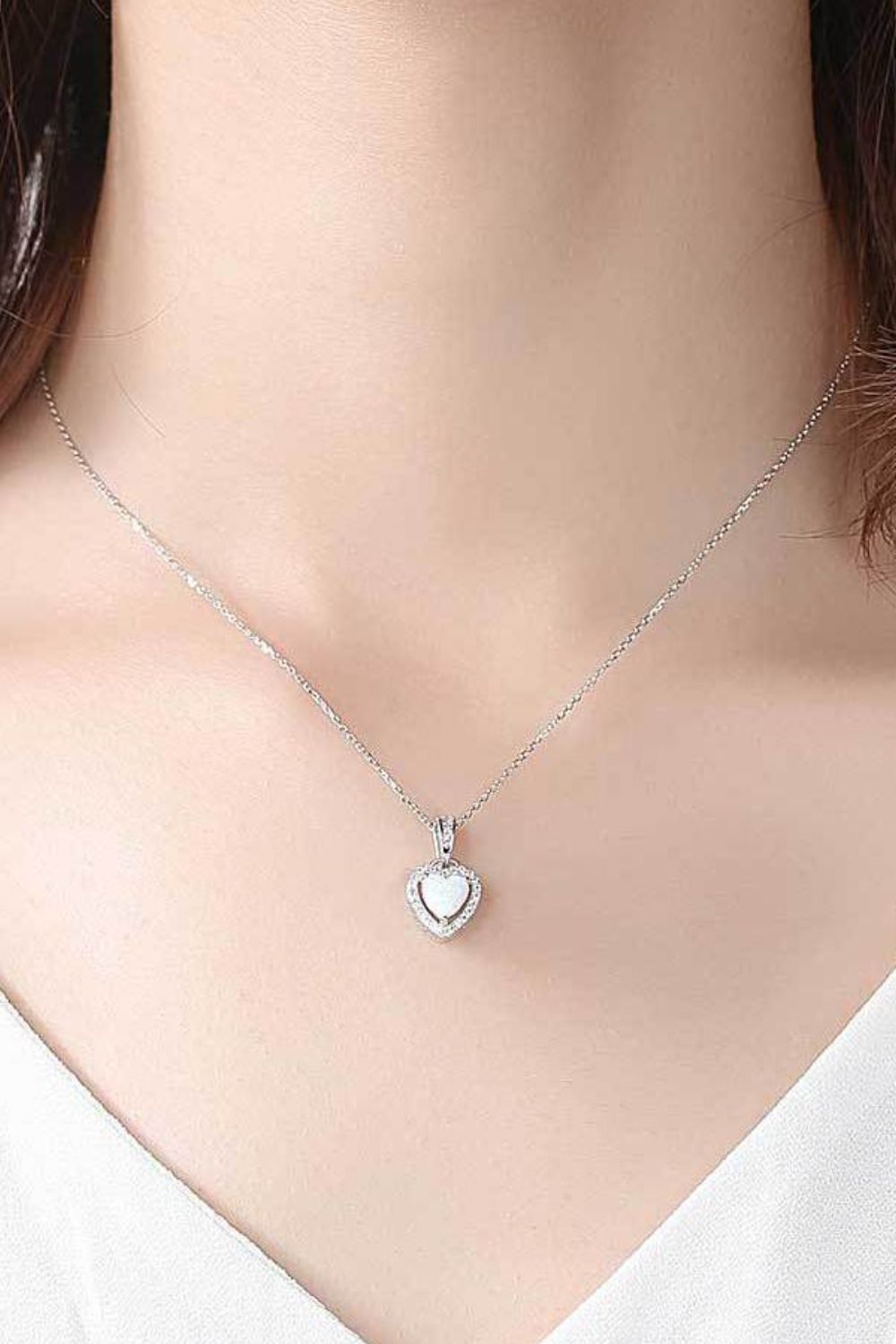 Opal Heart Pendant 925 Sterling Silver Necklace - Stormyjay