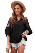 Black Elegant Formal Invitation Lace Blouse - Stormyjay