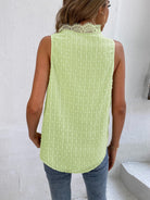 Swiss Dot Lace Detail V-Neck Tank - Stormyjay