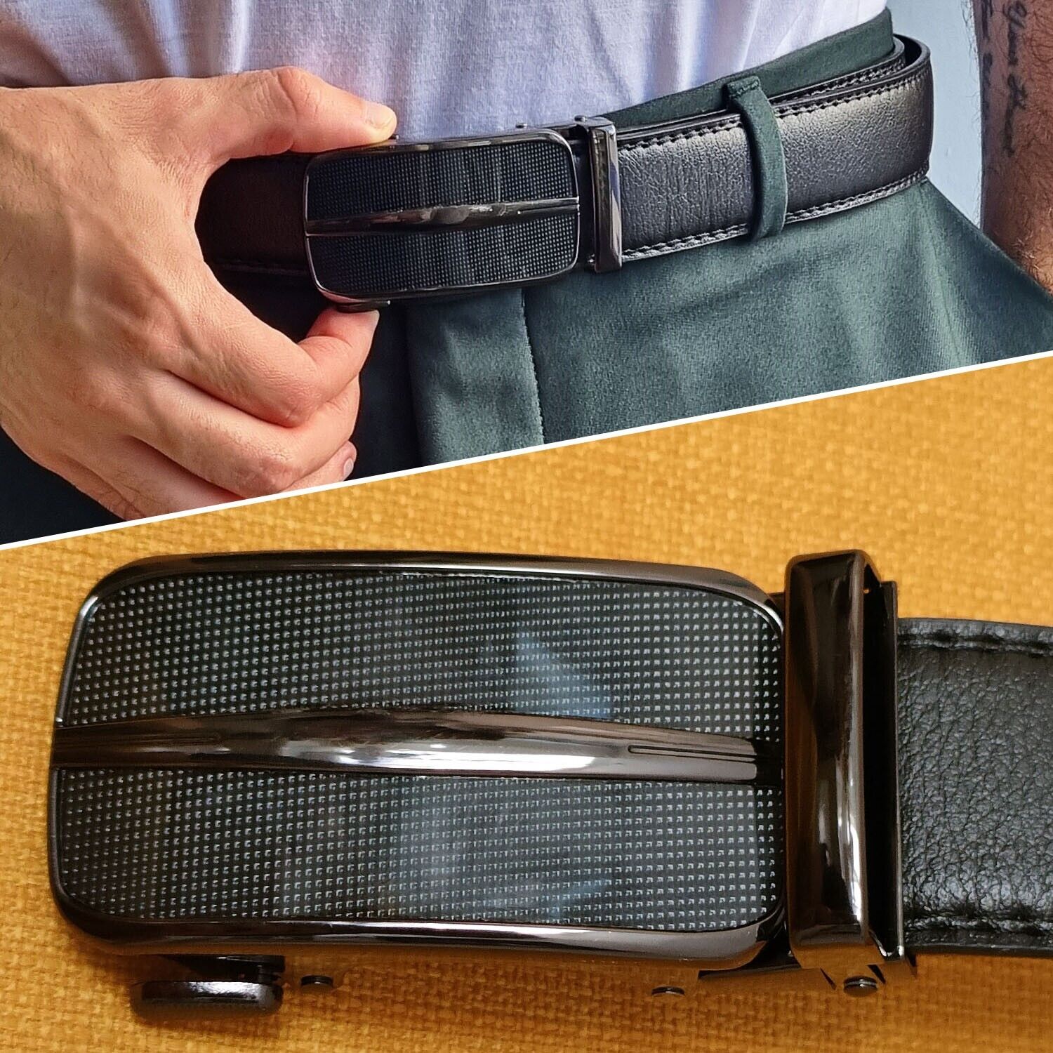 Men's Ratchet Belt Leather Mens Belt With Slide Buckle Ratchet Belts For Men USA - Stormyjay