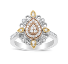 14K Tri Gold 1/4 Cttw Diamond Art Deco Style Halo Cocktail Ring (H-I Color, VS1-VS2 Clarity) - Stormyjay