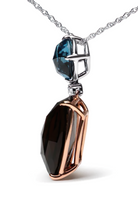 18K Rose and White Gold Diamond Accent and London Blue Topaz and Cushion Cut Smoky Quartz Gemstone Dangle Drop 18" Pendant Necklace (G-H Color, SI1-SI2 Clarity) - Stormyjay