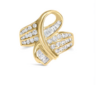 14K Yellow Gold 1 1/3 Cttw Channel Set Diamond Bypass Cocktail Ring (J-K Color, I1-I2 Clarity) - Ring Size 7 - Stormyjay