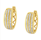 10K Yellow Gold 3/4 Cttw Pave and Channel Set Diamond Triple Row Modern Hoop Earrings (I-J Color, I2-I3 Clarity) - Stormyjay