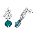 18K White Gold 1 1/10 Cttw Diamond and 7.9 x 7.7mm Green Emerald Drop Earrings (G-H Color, SI1-SI2 Clarity) - Stormyjay