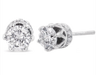 14K White Gold 1.0 Cttw Round Cut Prong-Set Diamond Crown Stud Earring (I-J Color, I1-I2 Clarity) - Stormyjay