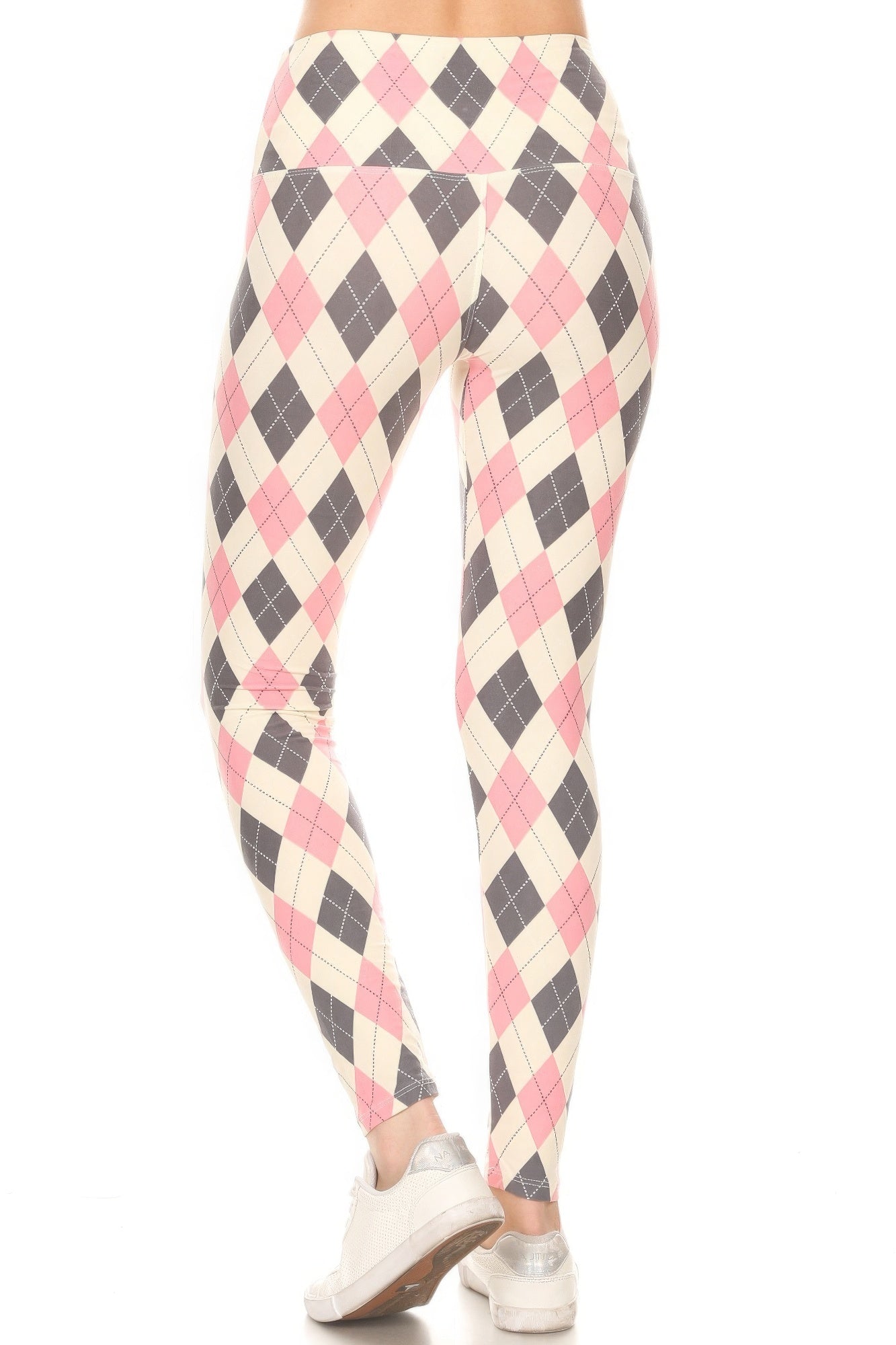 5-inch Long Yoga Style Banded Lined Argyle Printed Knit Legging With High Waist - Stormyjay