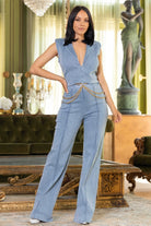 Washed Denim Stretch Fashion Jumpsuit - Stormyjay