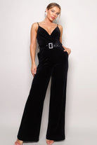 Samba Rhinestone Belt Velvet Jumpsuit - Stormyjay