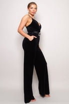 Samba Rhinestone Belt Velvet Jumpsuit - Stormyjay