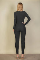 Ribbed Scoop Neck Long Sleeve Jumpsuit - Stormyjay