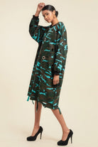 Camouflage Printed Midi Dress With Rings - Stormyjay