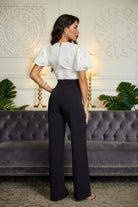 Bow N Pearl Detailed Blk N Wht Fashion Jumpsuit - Stormyjay