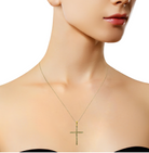 14K Yellow Gold Plated .925 Sterling Silver 1/2 Cttw Champagne Diamond Cross Pendant Necklace (K-L Color, I1-I2 Clarity) - 18" - Stormyjay