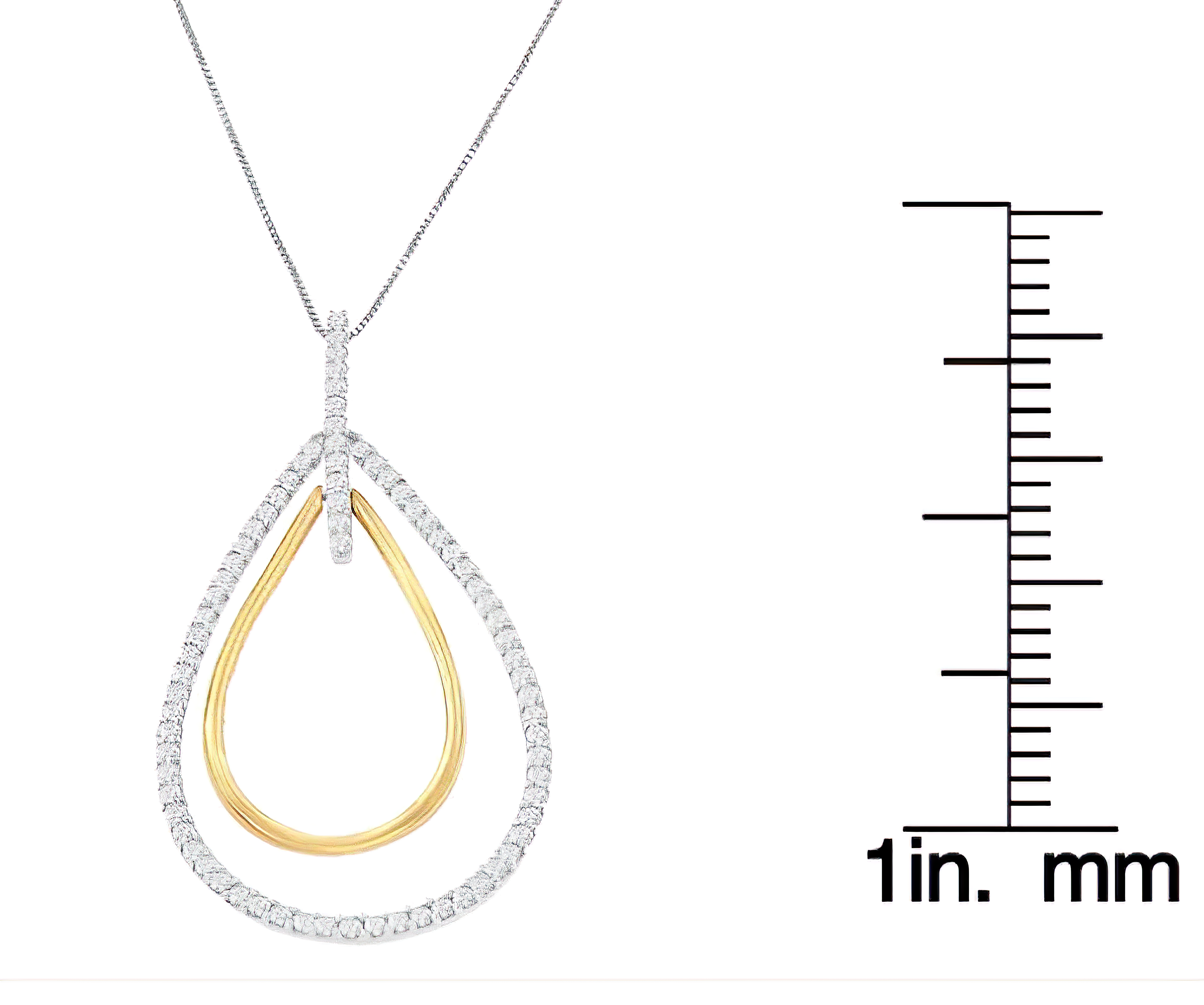 14K Two-Tone Gold Round Cut Diamond Double Burst Pendant Necklace (1.00 cttw, H-I Color, SI2-I1 Clarity) - Stormyjay