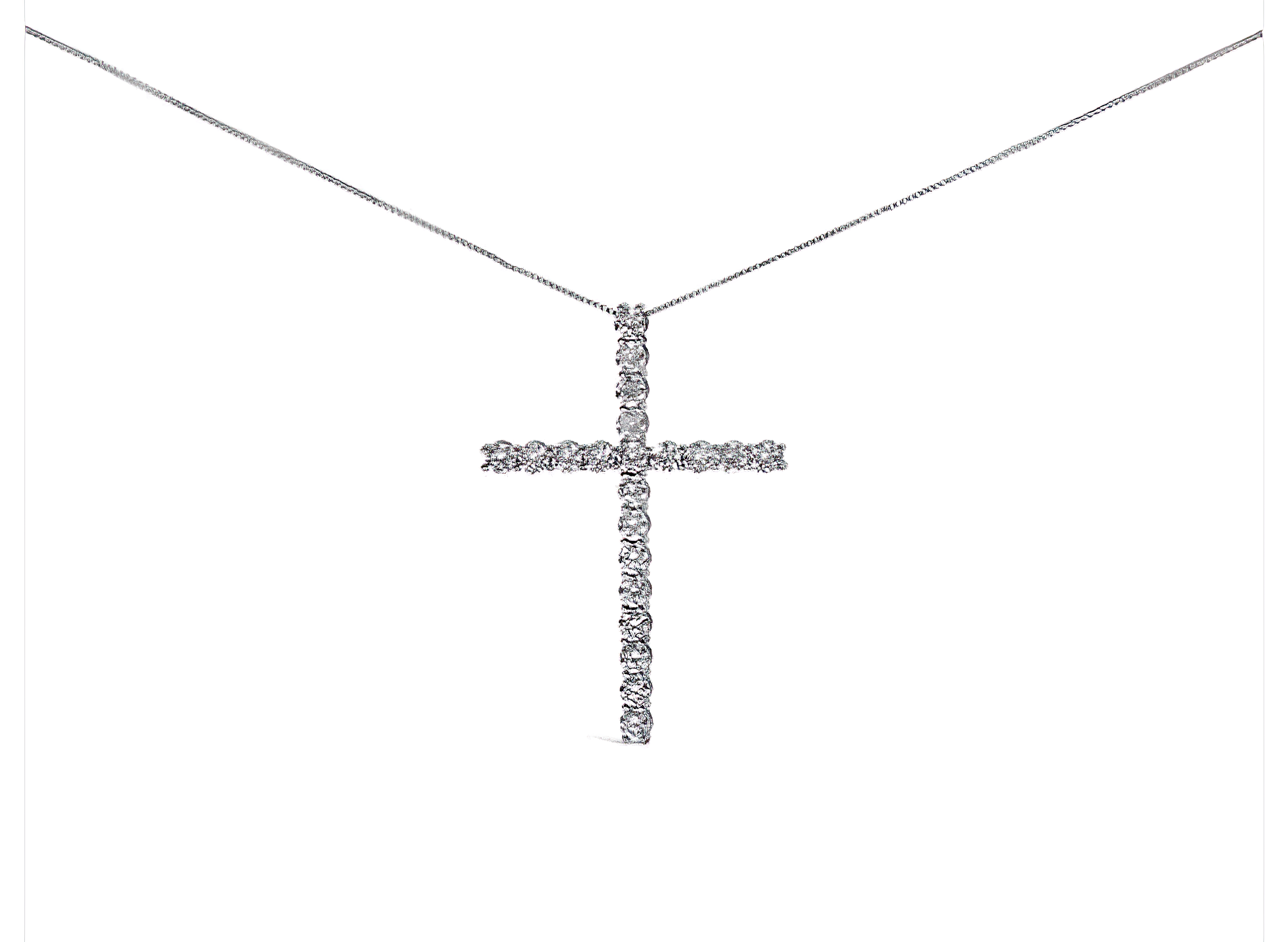 14K White Gold 4.0 Cttw Lab Grown Diamond Cross 18" Inch Pendant Necklace (F-G Color, VS2-SI1 Clarity) - Stormyjay