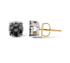 Men's 10K Yellow Gold 1.00 Cttw White and Black Treated Diamond Earring (Black / I-J Color, I2-I3 Clarity) - Stormyjay