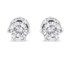 14K White Gold 1.0 Cttw Round Cut Prong-Set Diamond Crown Stud Earring (I-J Color, I1-I2 Clarity) - Stormyjay