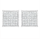 10K White Gold 2ct TDW Princess-Cut Composite Diamond Stud Earring (I-J ,I2-I3) - Stormyjay