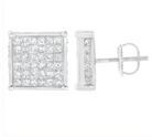 10K White Gold 2ct TDW Princess-Cut Composite Diamond Stud Earring (I-J ,I2-I3) - Stormyjay