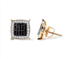 Men's 10K Yellow Gold 1/2 Cttw White and Black Treated Diamond Earring (Black / I-J Color, I2-I3 Clarity) - Stormyjay