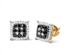 Men's 10K Yellow Gold 7/8 Cttw White and Black Treated Diamond Earring (Black / I-J Color, I2-I3 Clarity) - Stormyjay