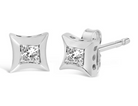 10K White Gold 1/5 Cttw Invisible Set Princess-Cut Diamond Stud Earrings (H-I Color, SI2-I1 Clarity) - Stormyjay