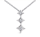 10K Gold 1/5 Cttw Princess Cut Diamond 3 Stone Drop 18" Pendant Necklace (H-I Color, SI2-I1 Clarity) - Stormyjay