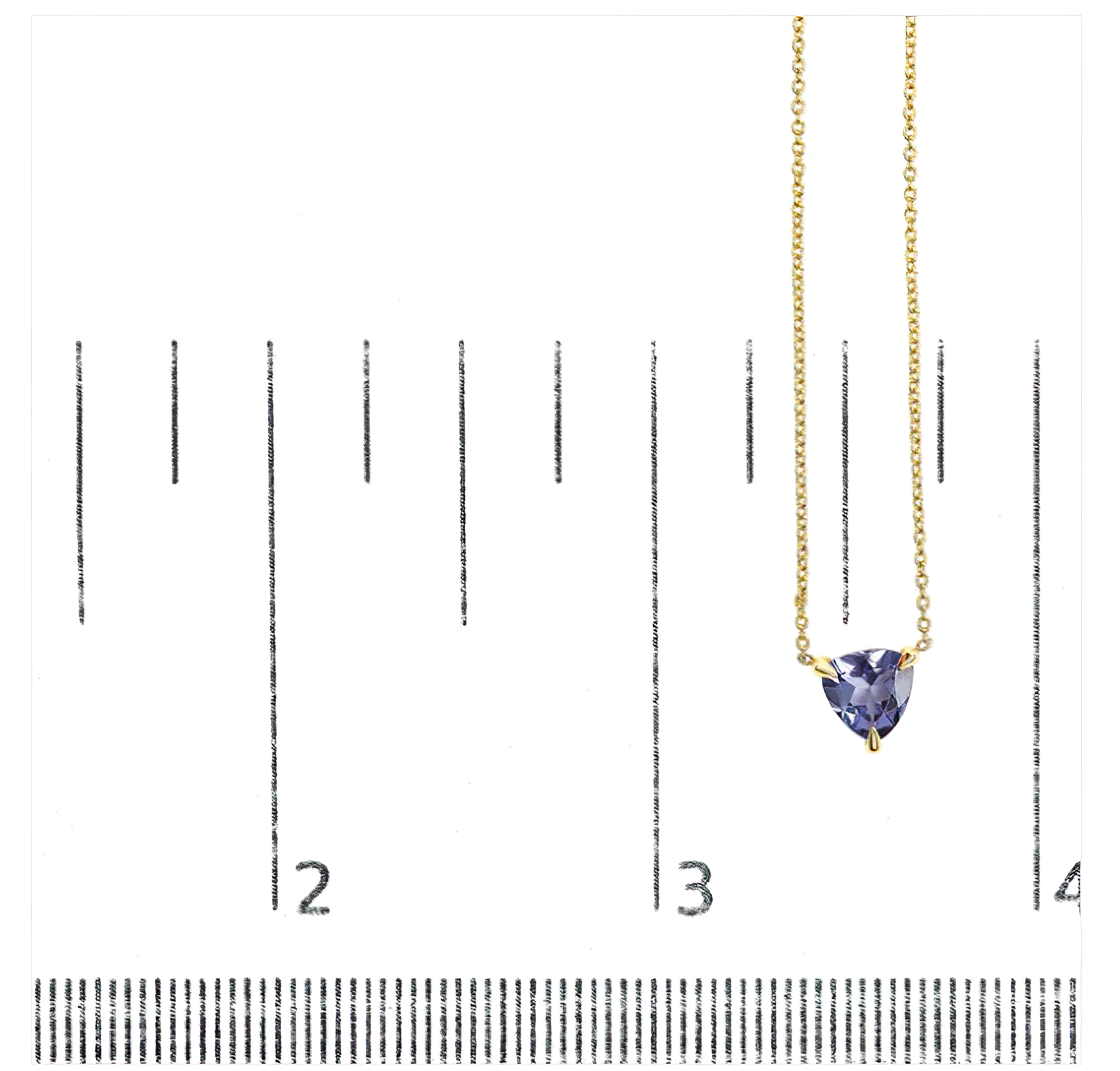 14k Yellow Gold 3-Prong Martini Set Blue Tanzanite Trillion Solitaire 18" Pendant Necklace - Stormyjay