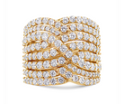 10K Yellow Gold 3.0 Cttw Diamond Eight-Row Bypass Crossover Statement Band Ring (H-I Color, I2-I3 Clarity) - Stormyjay