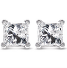 14K White Gold Princess Cut Lab-Grown Diamond Solitaire Stud Earrings (F-G Color, VS2-SI1 Clarity) - Stormyjay