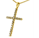 14K Yellow Gold Plated .925 Sterling Silver 1/2 Cttw Champagne Diamond Cross Pendant Necklace (K-L Color, I1-I2 Clarity) - 18" - Stormyjay