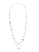 18K Rose Gold 1/2 Cttw Diamond and Freshwater Pearl Double Strand Station Necklace (G-H Color, SI1-SI2 Clarity) - Adjustable up to 16" to 20" - Stormyjay