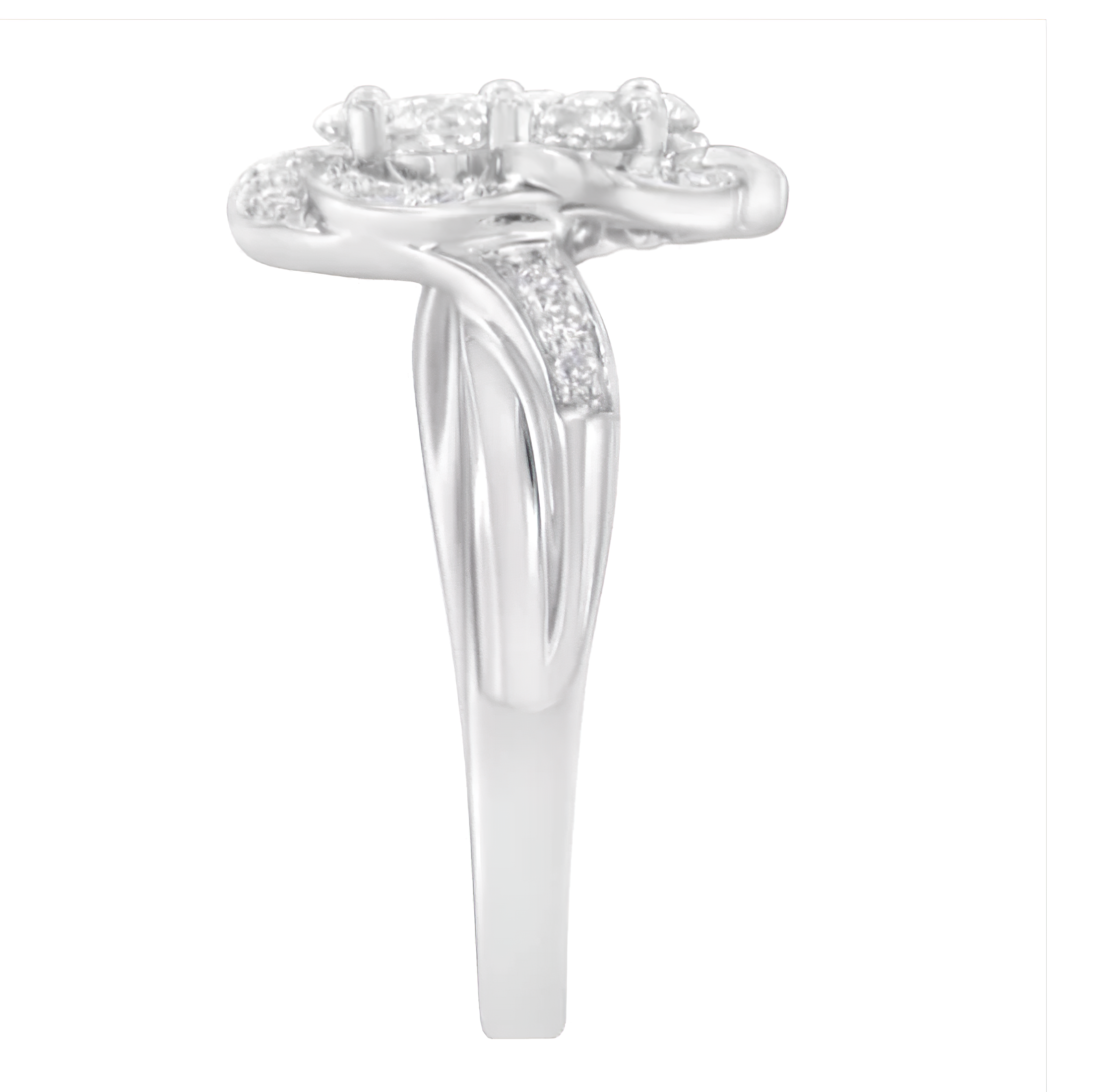 14K White Gold Floral Cluster Diamond Ring (1 Cttw, H-I Color, SI2-I1 Clarity) - Stormyjay