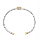 18K Yellow Gold Plated .925 Sterling Silver Diamond Accent and Fleur Di Lis Medallion Bangle Bracelet (I-J Color, SI1-SI2 Clarity) - 7.25 Inches - Stormyjay