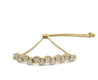 Yellow Gold Plated .925 Sterling Silver 1/2 Cttw Diamond Sideways Hearts Bolo Bracelet (H-I Color, I1-I2 Clarity) - 4”-10” Adjustable - Stormyjay