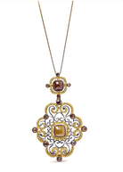 14K White and Yellow Gold 4.0 Cttw Fancy Color Rose Cut Diamond Antique Style 18" Pendant Necklace (Yellow Color, I1-I2 Clarity) - Stormyjay