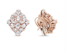 18K Rose Gold 8 1/3 Cttw Pear and Round Diamond Floral Cluster Omega Earrings (F-G Color, VS1-VS2 Clarity) - Stormyjay