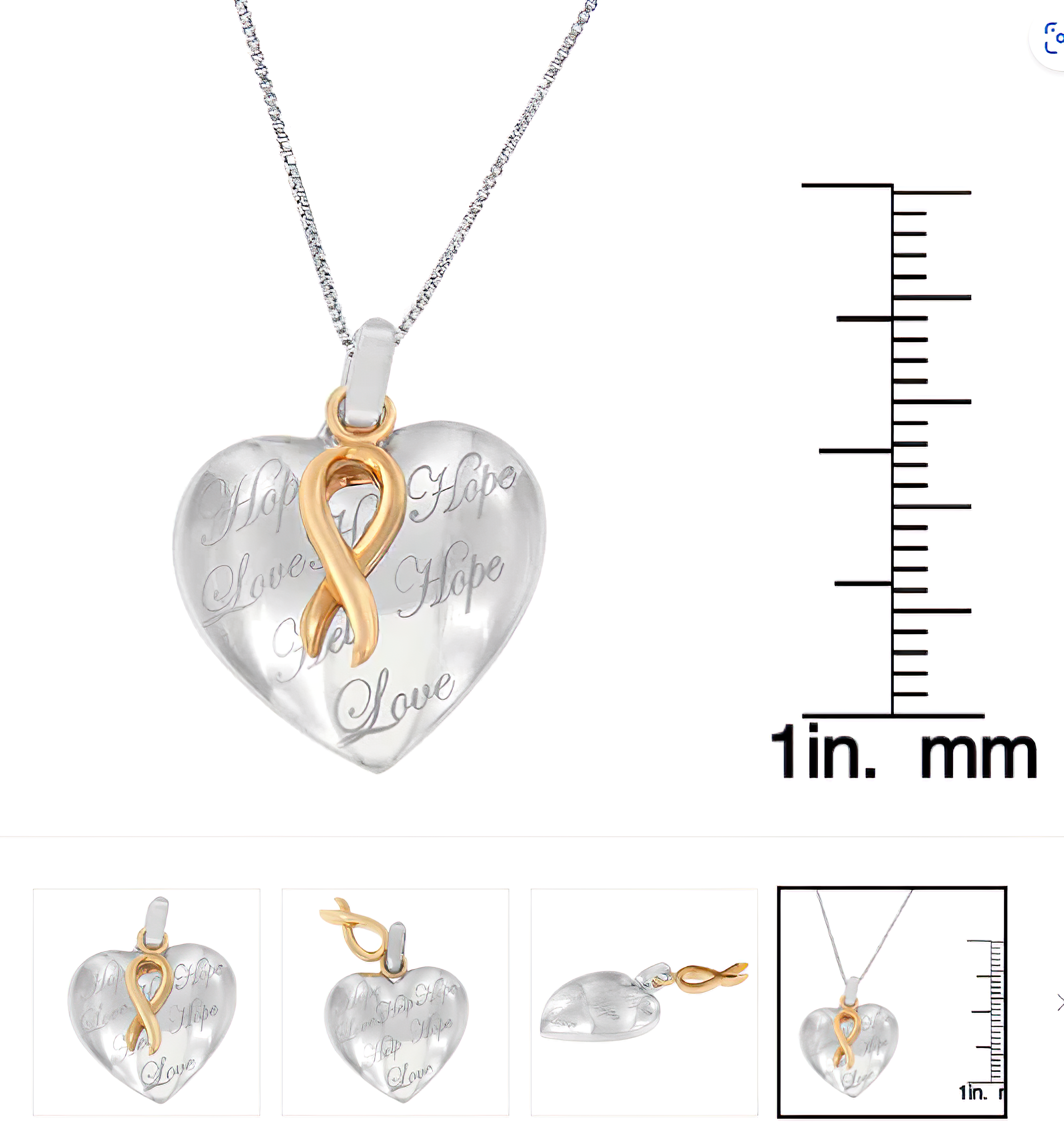 10K Yellow Gold Over Silver Heart Pendant Necklace - Stormyjay