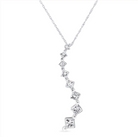 14K White Gold 2.00 Cttw Princess-cut and Baguette-Cut Diamond Journey 18" Pendant Necklace (H-I Color, SI2-I1 Clarity) - Stormyjay