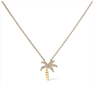 10K Yellow Gold 1/10 Cttw Round Diamond Palm Tree 18" Inch Pendant Necklace (H-I Color, I1-I2 Clarity) - Stormyjay