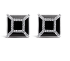 14K White Gold 3/8ct Diamond with 11x11MM Black Onyx Stud Earrings (G-H Color, SI1-SI2 Clarity) - Stormyjay