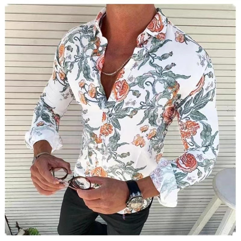 Men's Vacation Lapel Collar Polyester Shirt - Stormyjay