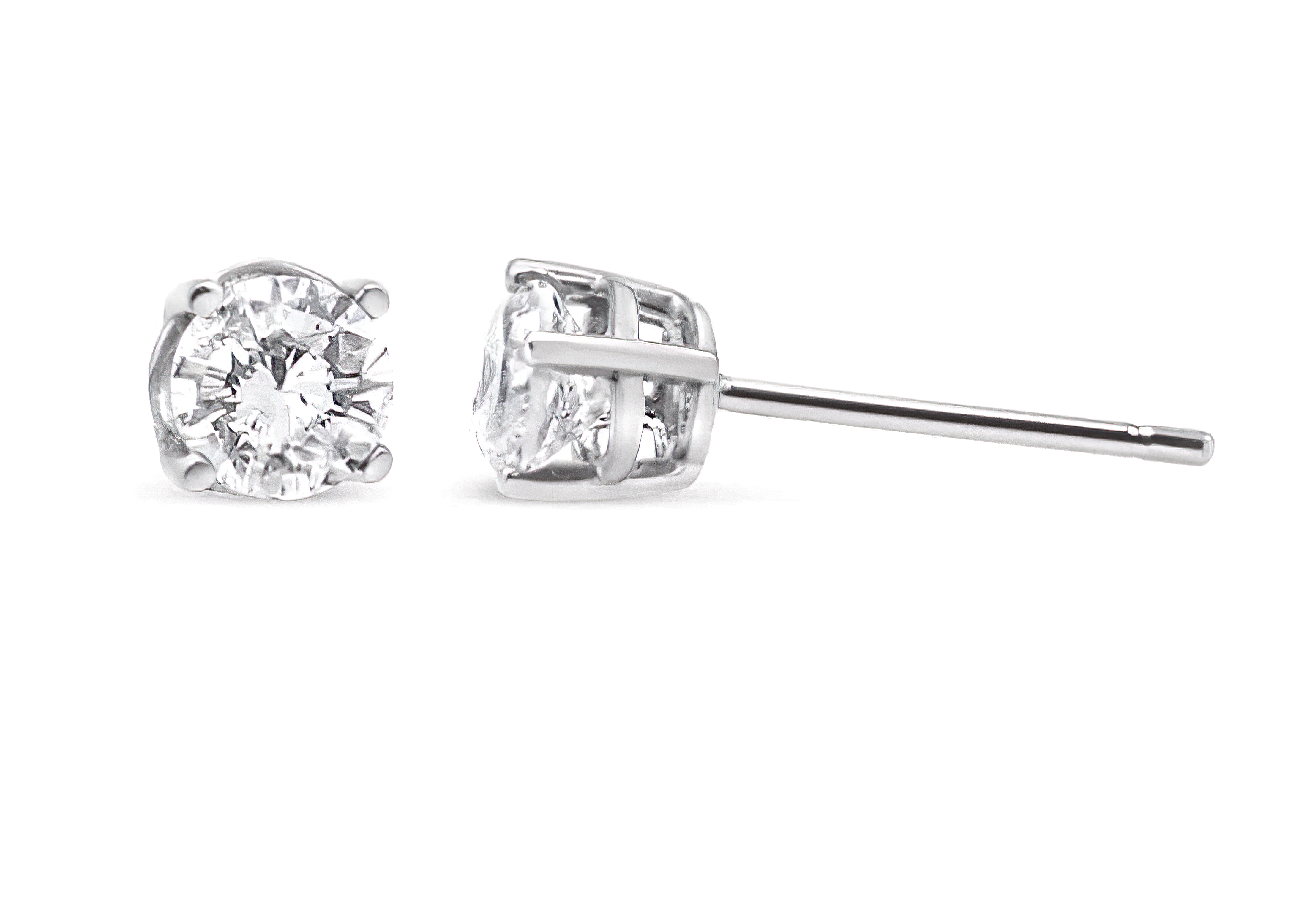 14K White Gold 3/4 Cttw Lab Grown Diamond 4-Prong Classic Stud Earrings (F-G Color, VS2-SI1 Clarity) - Stormyjay